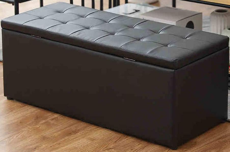 Leather Cube Ottoman Box